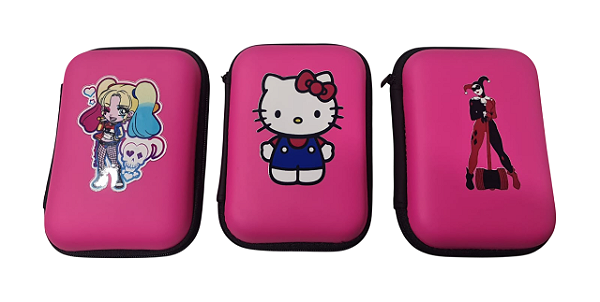 Case Rosa estampada Arlequina Hello Kitty diversas estampas