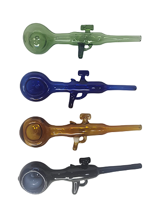 Pipe de vidro para erva formato de fuzil diversas cores