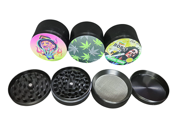 Triturador de metal grande 4 partes diversas estampas