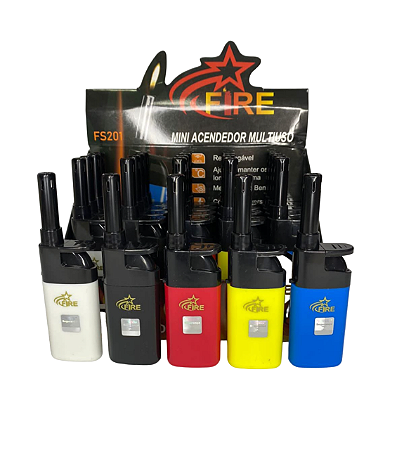Caixa isqueiro longo recarregável Firestar com 25 unidades diversas cores