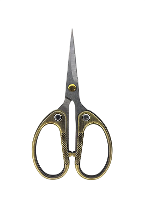 Tesoura de aço com dedal grande dourada