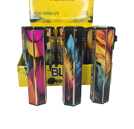 Caixa Maçarico BLAZ recarregável estampado folha 25 unidades