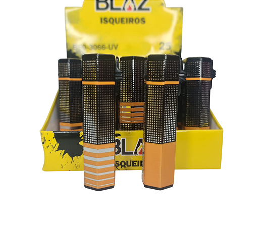 Caixa maçarico recarregável metalizado BLAZ preto laranja 25 UN
