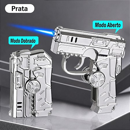 Isqueiro Luxo Dobrável Estilo Pistola Chama Azul à Prova de Vento Spinner
