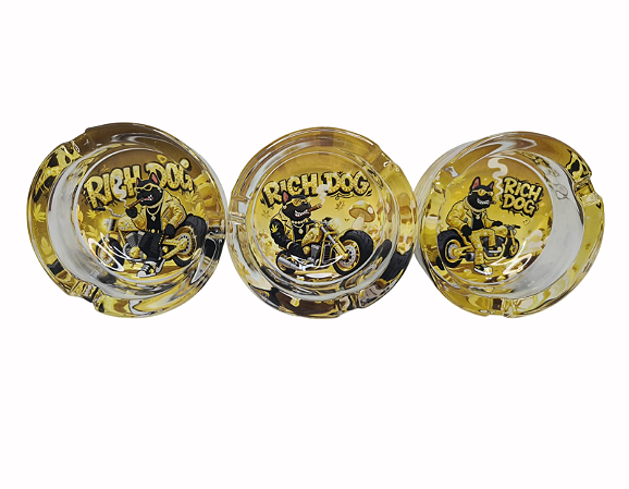 Cinzeiro de vidro redondo Estampado Rick Dog NOVIDADE