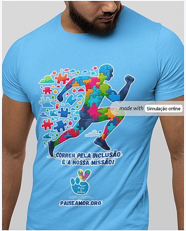 Camiseta Azul correr pela inclusão