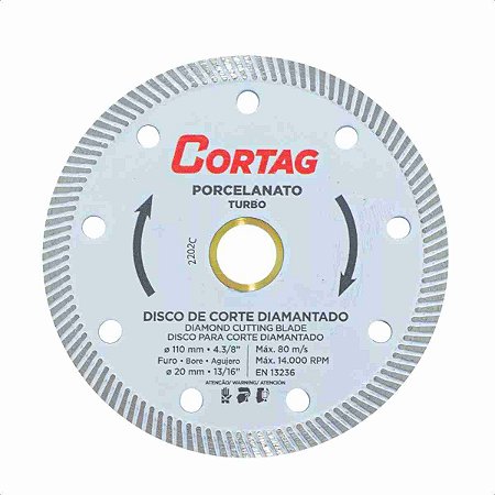 Disco Corte Porcelanato Diamantado Turbo 110mm Cortag