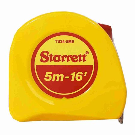 Trena Fita de Aço Starrett com Trava 5Metros Amarela