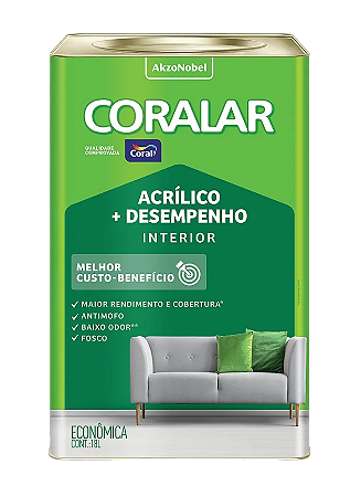 Tinta Acrílica Econômica Mais Desempenho Cor Branco Gelo Interior 18 Litros Coralar Coral