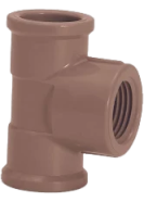 Tee Marrom 25mm com Rosca 1/2