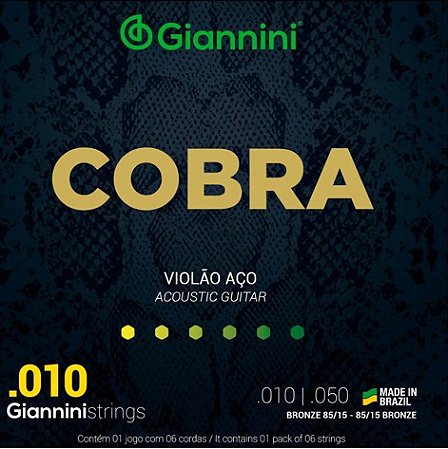 Encordoamento para Violão Bronze Gianinni Cobra 0.10
