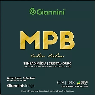 Encordoamento para violão nylon Gianinni MPB  0.28
