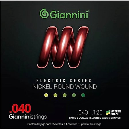 Encordoamento para Baixo 5 Cordas Giannini Bass 040/125