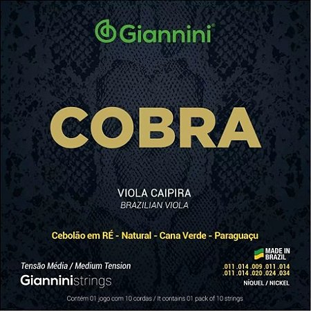Encordoamento para Viola Caipira - Cana Verde - Paraguaçu - Cebolão em RÉ