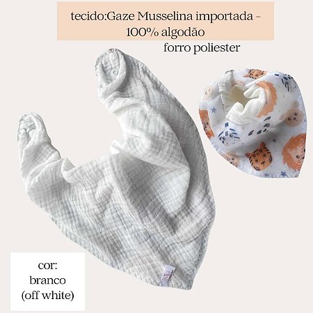 babador premium infantil design exclusivo Mimos da G - Gaze Musselina importada - 100% algodão - forro poliéster