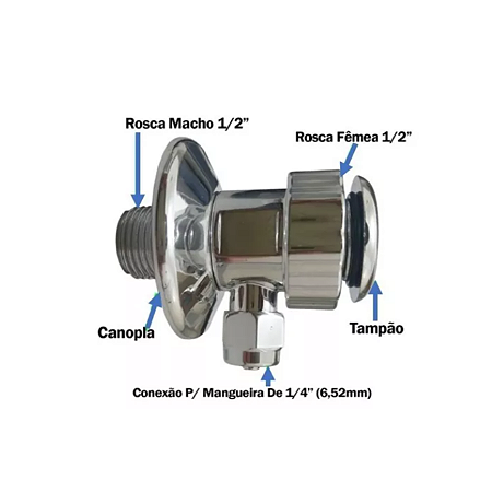 Adaptador ABS Múltipla Função Cromado – Rosca Fêmea e Macho 1/2" com Engate Rápido 1/4"
