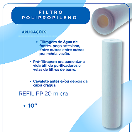 Refil de Polipropileno 20 Micras – Filtragem de Sedmentos