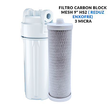 Filtro Carbon Block Mesh 9'' Redução de enxofre - 3 Micra