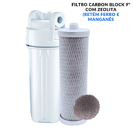 Filtro Carbon Block 9" com Zeolita para Purificador