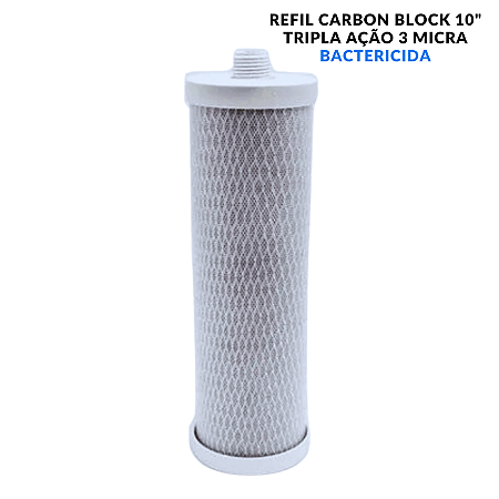 Refil Carbon Block 10" Tripla Ação Bactericida