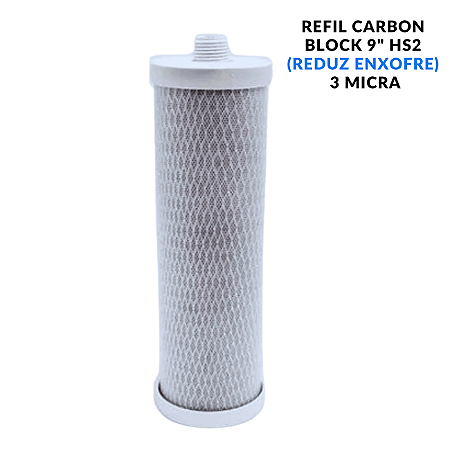 Refil Carbon Block 9" Mesh Reduz Enxofre Classe