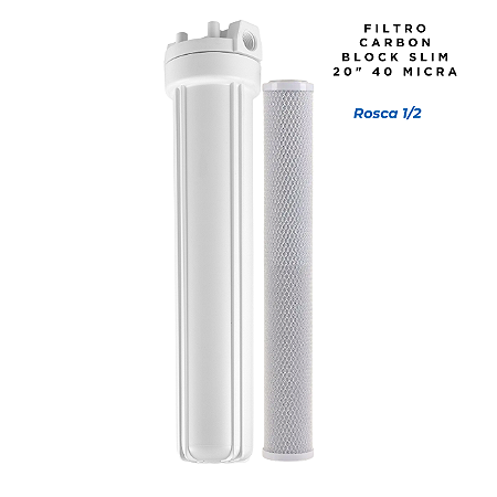 Filtro Slim 20" Refil Carbon Block 40 Micra