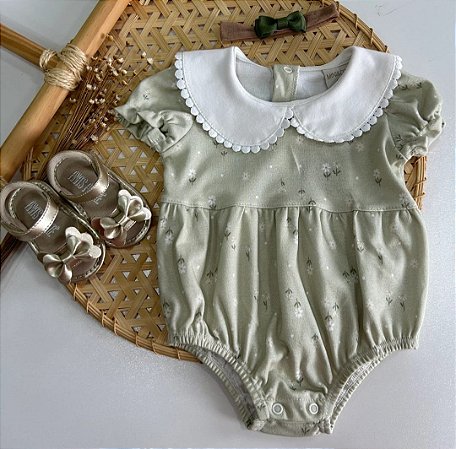 ROMPER MARGARIDAS GOLA BONECA