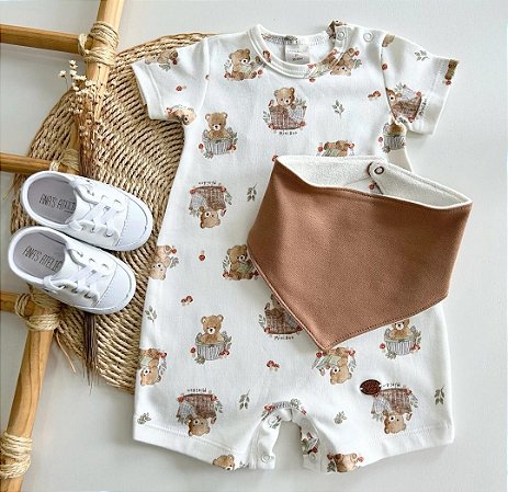 MACACÃO CURTO URSINHO E COGUMELOS