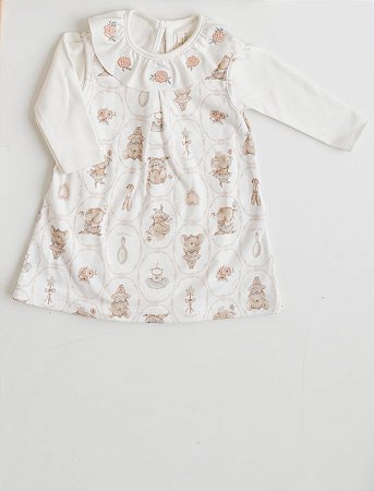 Romper Vestido Manga Longa Ratinha Feliz