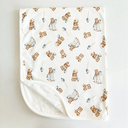 Manta Urso e Cavalinhos Azul