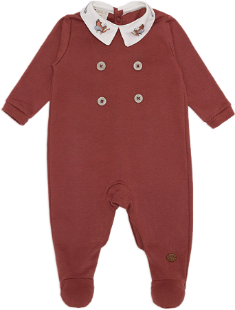 Macacão longo gola bipartida bordada