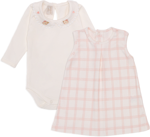 Romper Vestido Manga Longa Ursinha corações