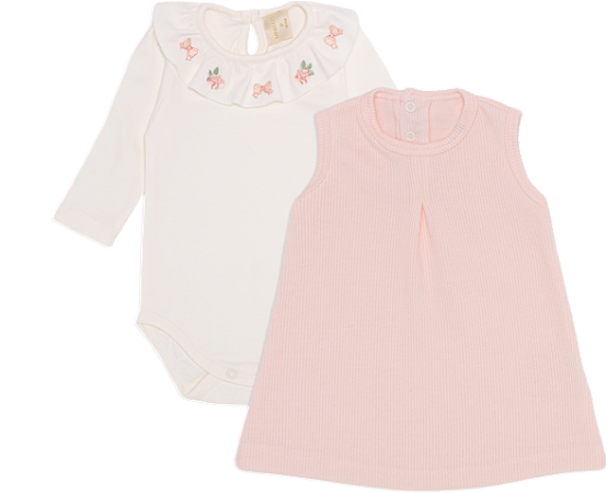 Romper Vestido Manga Longa Flores e Laços