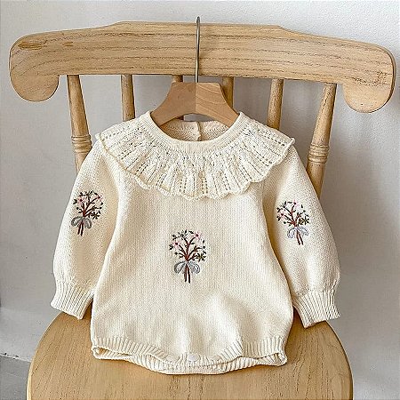 Romper Ramalhete de Flores Nude