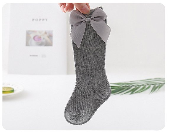 Meia 3/4 Cinza com laço