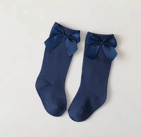 Meia 3/4 Azul com laço
