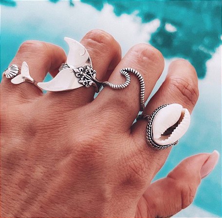 Anel falange Prata Estilo Praia Boho