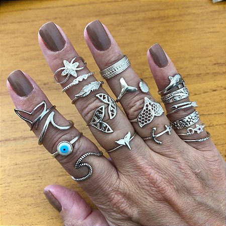 Anel Feminino Estilo Falange Prata 925