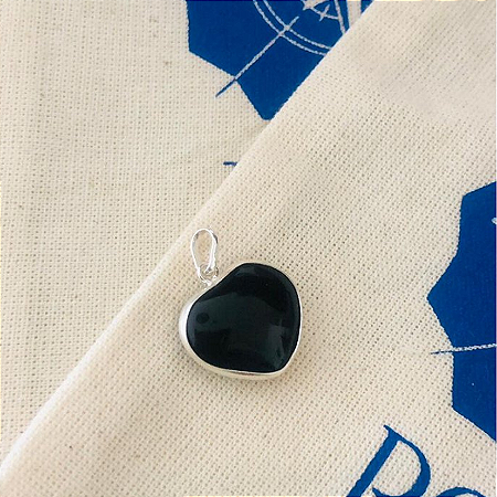 Pingente Coração (Mini) Pedra Natural Obsidiana e Prata 925
