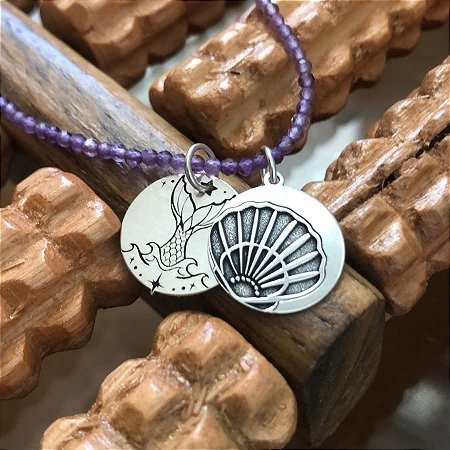 Pingente Medalha Rabo de Sereia Estelar Prata 925