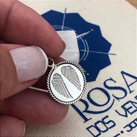 Pingente Medalha Asas de Anjo Prata 925