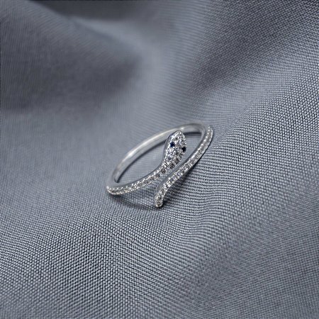 Anel Cobra Cravejada Banho de Prata