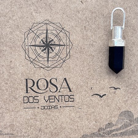 Pingente Aroma Pedra Natural Obsidiana Negra com Prata 925