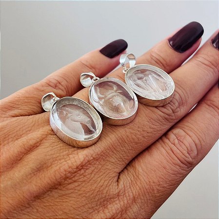 Pingentes Touro ou Capricórnio Quartzo Transparente e Prata 925