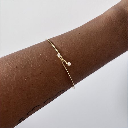 Bracelete banho de ouro amarelo duas zirconias