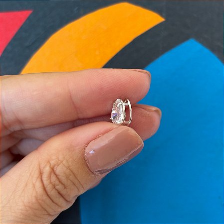 Pingente Gota Cristal e corrente veneziana Prata 925