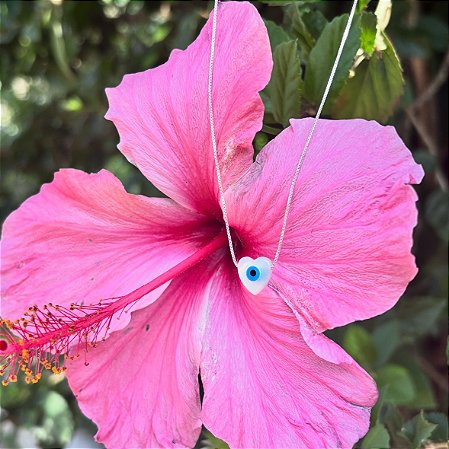 Gargantilha Olho Grego Madrepérola com corrente veneziana Prata 925.