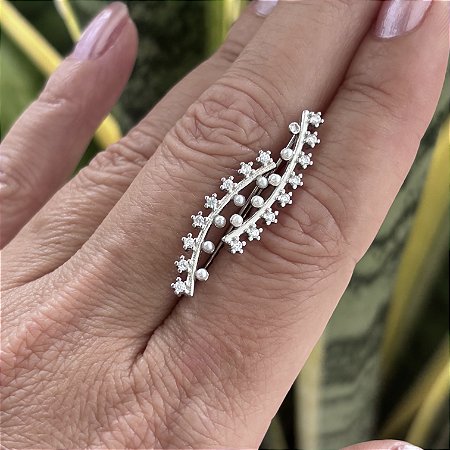 Brinco Ear Cuff e Prata 925 com Zircônias Brancas