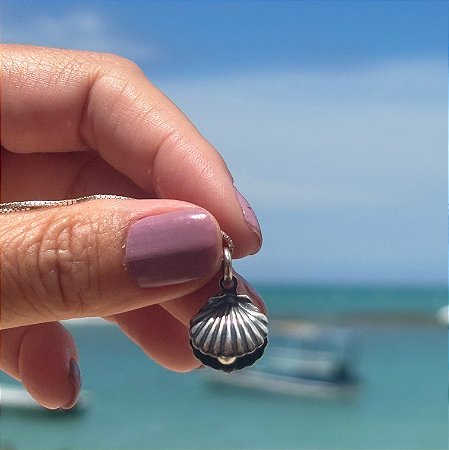 Pingente Concha do Mar e Pérola Prata