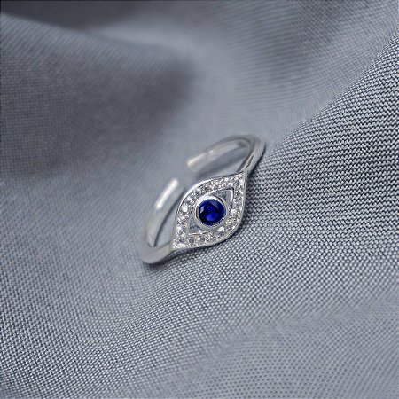 Anel olho grego Cravejado Banho de Prata
